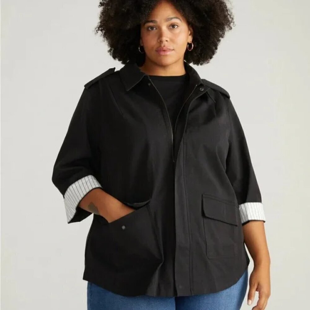 Universal Standard Upstate Stretch Cotton Twill Manor Jacket black coat new 2X